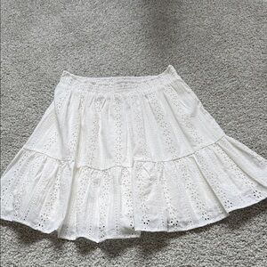Skies Are Blue White Eyelet A-Line Skirt